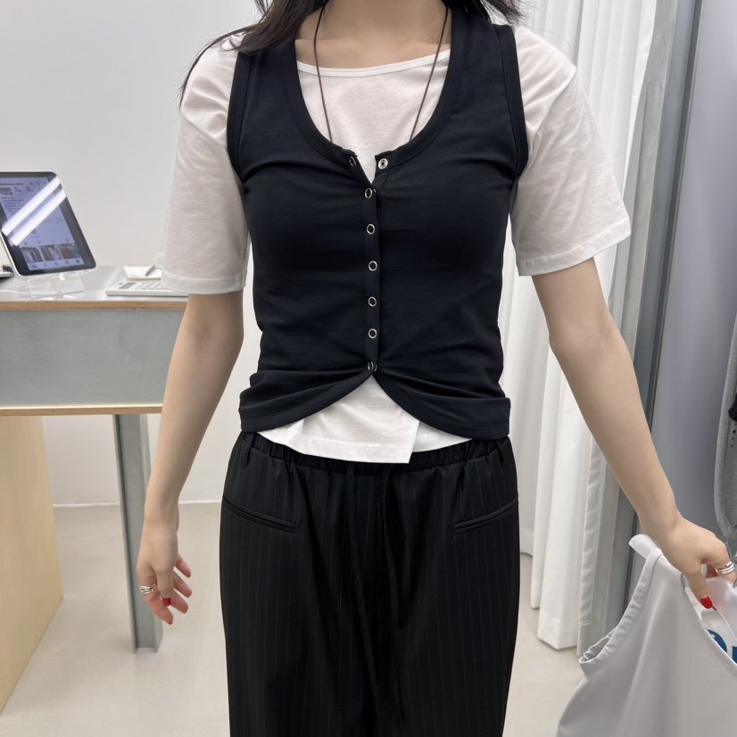 STAINLESS韓國直郵女士新款推薦人氣熱賣休閑真品吊帶背心紐扣STAINLESS吊帶/背心