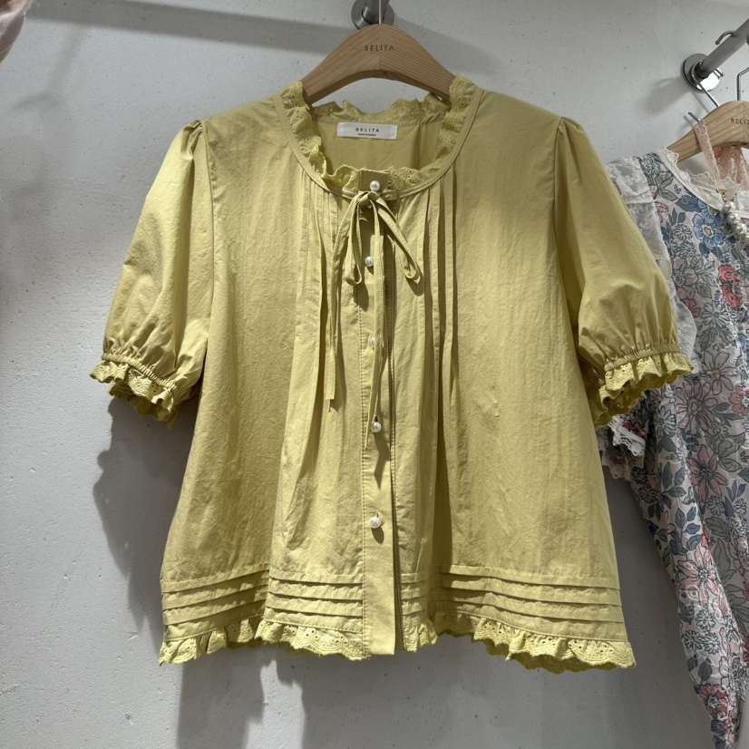 空東大門代購女裝新品25春夏職業推薦熱賣真品襯衫蕾絲衫紐扣BELITA襯衫/蕾絲衫