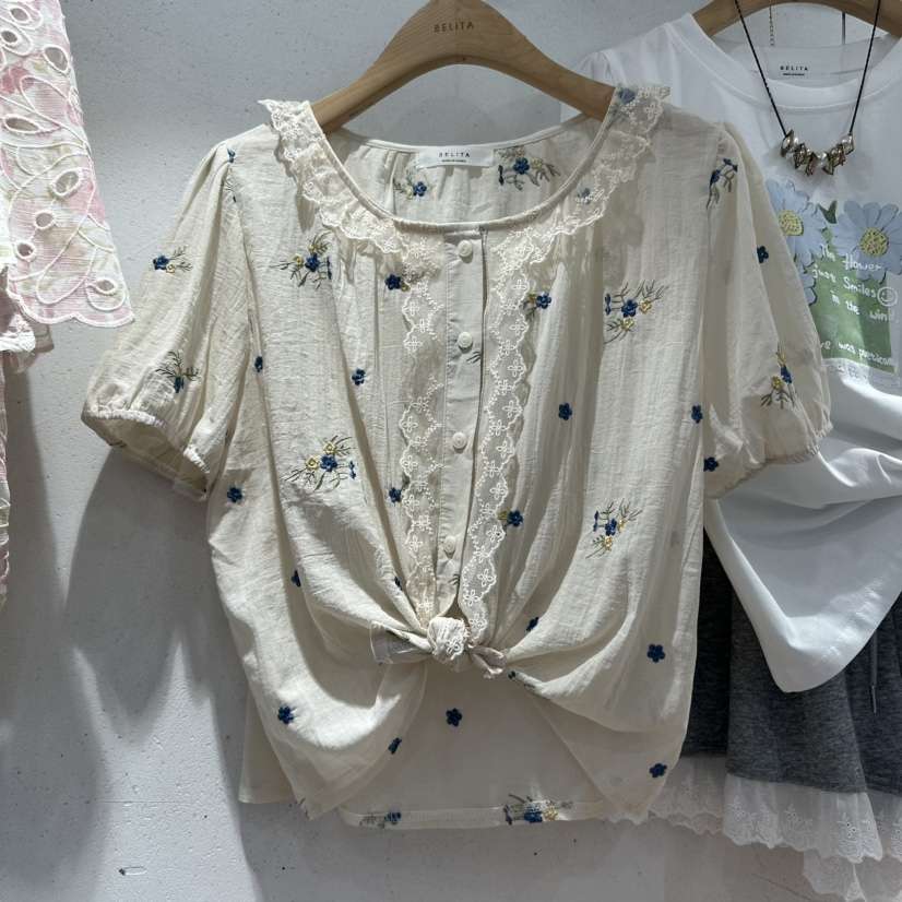 空東大門直郵女士新品推薦熱賣25春夏休閑時尚真品襯衫蕾絲衫BELITA襯衫/蕾絲衫