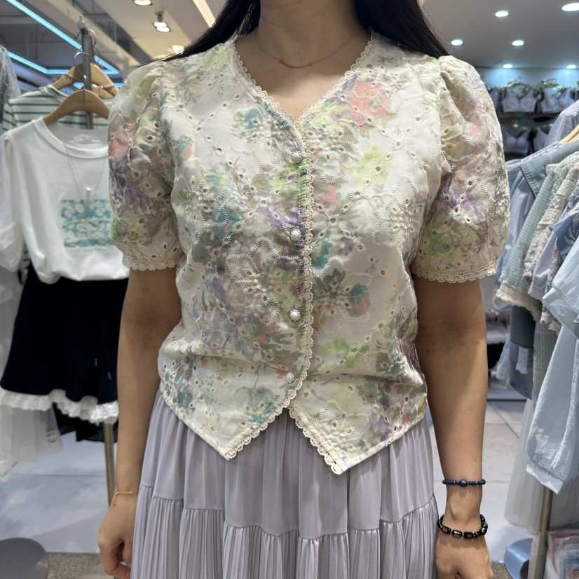 空東大門實拍女士新款真品時尚推薦25春夏休閑熱賣襯衫蕾絲衫BELITA襯衫/蕾絲衫