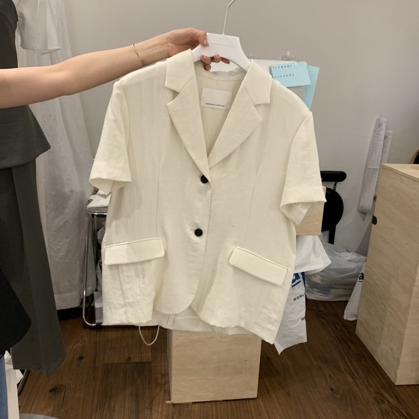 UNDERSTANDING韓國㊣直郵東大門代購女裝新品熱賣夾克亞麻紐扣UNDERSTANDING夾克