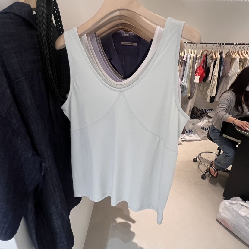 PLATE韓國直郵㊣東大門實拍女裝新款25春夏人氣休閑吊帶背心PLATE吊帶/背心