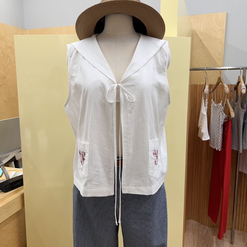 THEPLAN韓國㊣直郵東大門代購女裝新款休閑熱賣馬甲口袋刺繡THE PLAN馬甲