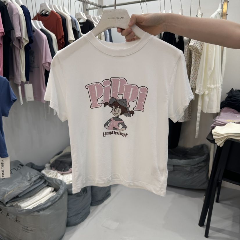 VISUAL SPACE韓國直郵㊣東大門實拍女裝新品熱賣休閑25春夏T恤VISUAL SPACET恤