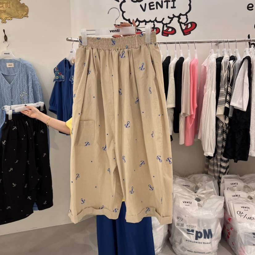 VENTI直郵韓國代購㊣女裝新款人氣休閑25春夏推薦休閑褲刺繡VENTI休閑褲