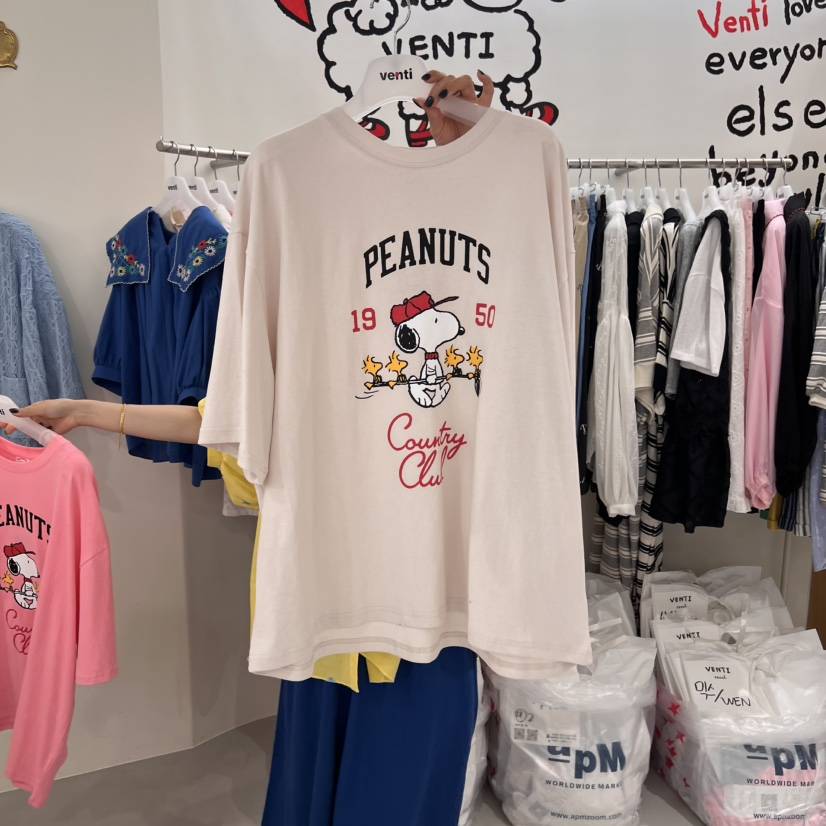 VENTI韓國㊣直郵東大門代購女裝新品熱賣時尚休閑T恤史努比VENTIT恤