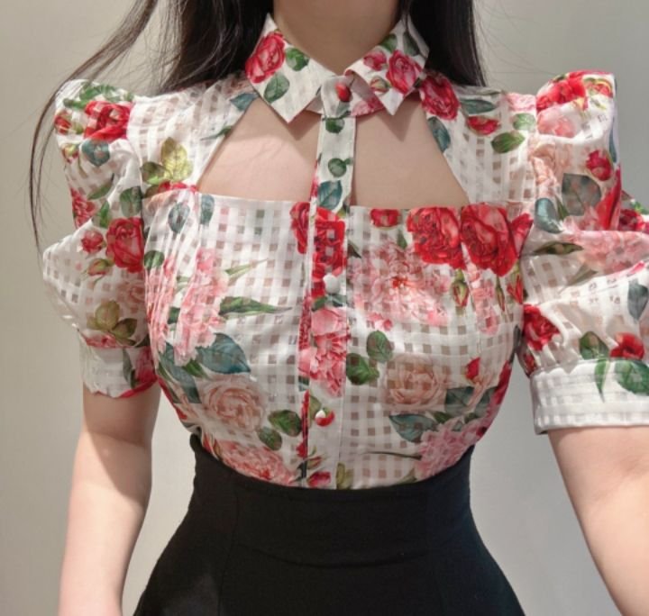 火Ⅱ-화투-T韓國直郵㊣東大門實拍女裝新款熱賣襯衫蕾絲衫火Ⅱ襯衫/蕾絲衫