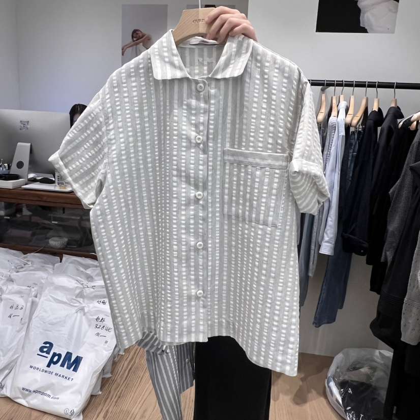 OURIN直郵韓國代購㊣女裝新品休閑熱賣時尚推薦25春夏襯衫蕾絲衫OURIN襯衫/蕾絲衫