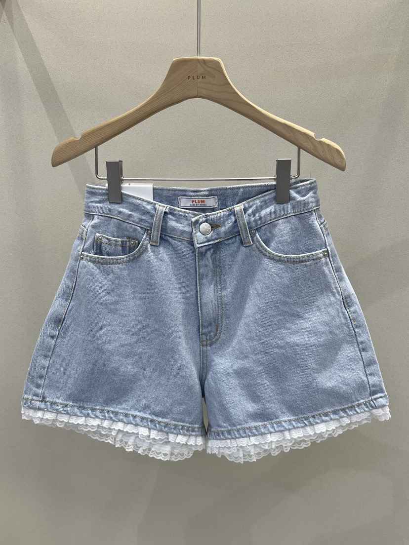 PLUM-q韓國直郵㊣東大門實拍女裝新品25春夏人氣休閑短褲蕾絲PLUM短褲
