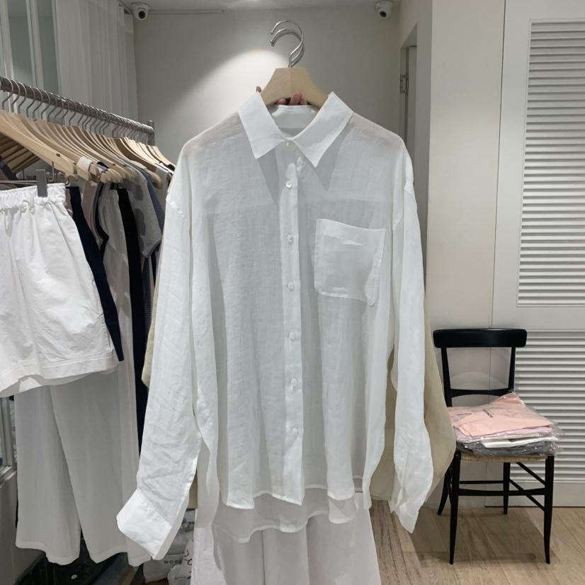 MONIQUE韓國直郵㊣女裝新品人氣25春夏推薦襯衫蕾絲衫透明亞麻MONIQUE襯衫/蕾絲衫