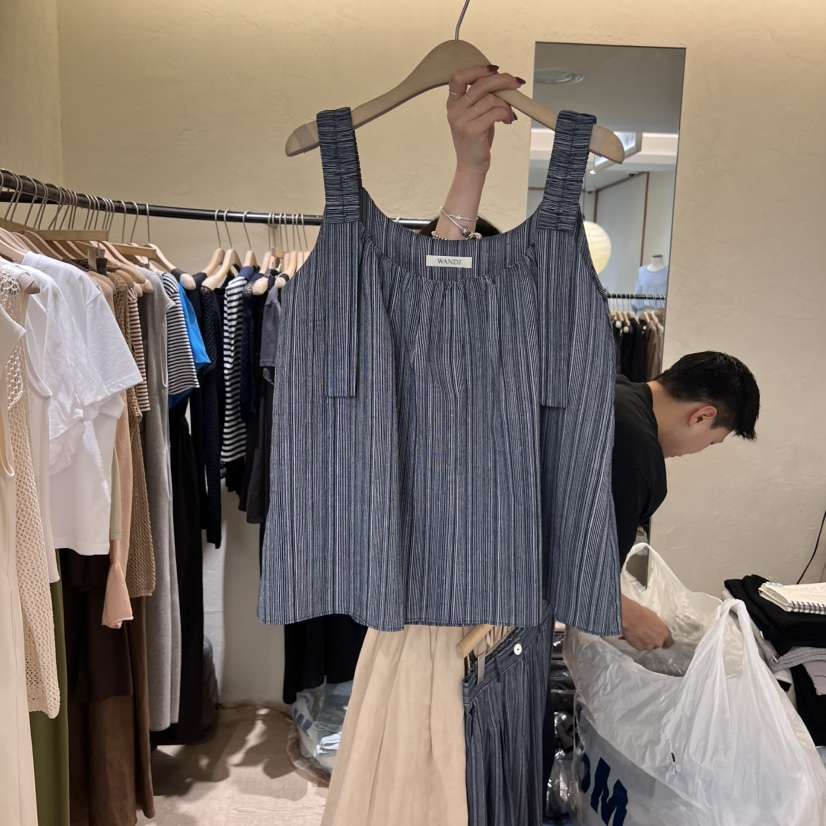 W AND J韓國㊣直郵東大門代購女裝新品推薦休閑25春夏吊帶背心W AND J吊帶/背心