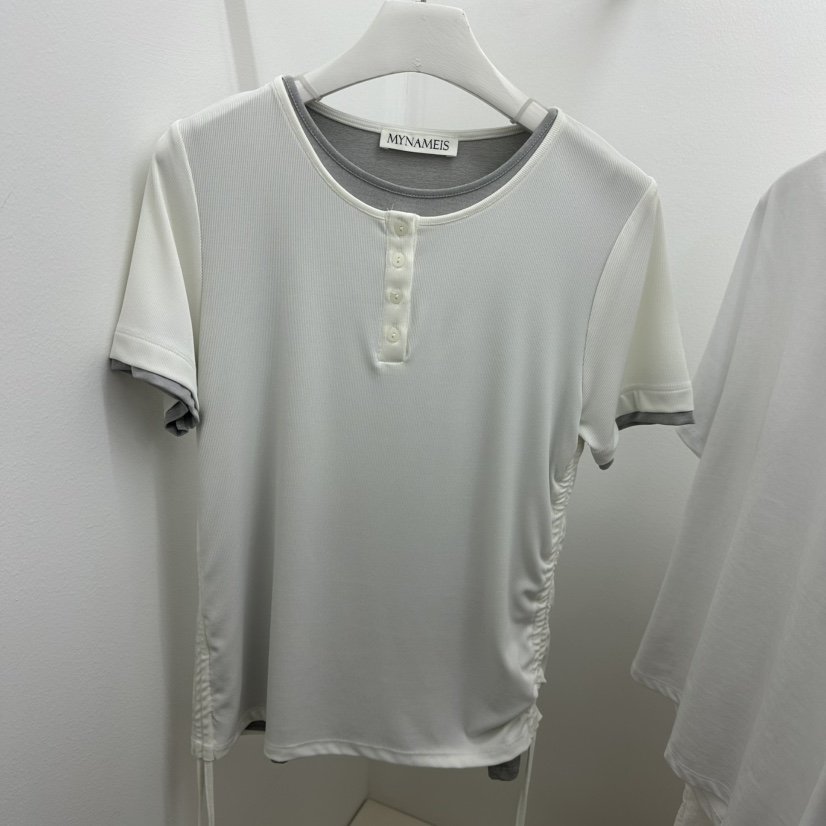 MYNAMEIS直郵韓國代購㊣女裝新品25春夏時尚推薦人氣T恤假兩件MYNAMEIST恤
