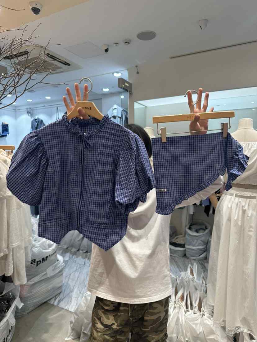 MIENNE韓國直郵㊣東大門實拍女裝新款25春夏人氣時尚套裝格紋MIENNE套裝
