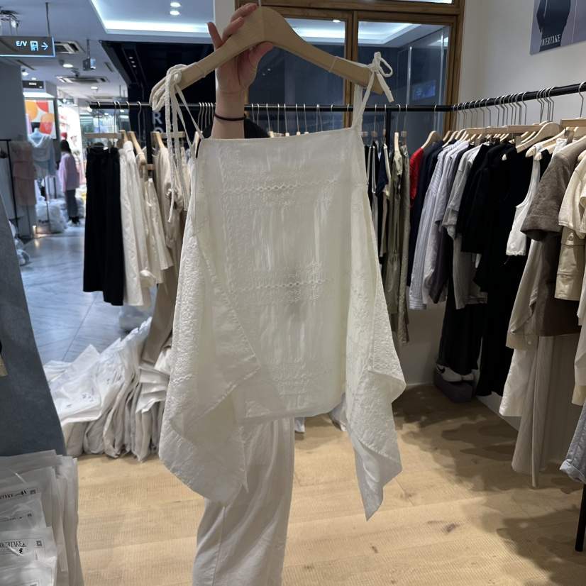 OVERTAKE韓國直郵㊣女裝新品時尚25春夏推薦休閑吊帶背心刺繡OVERTAKE吊帶/背心
