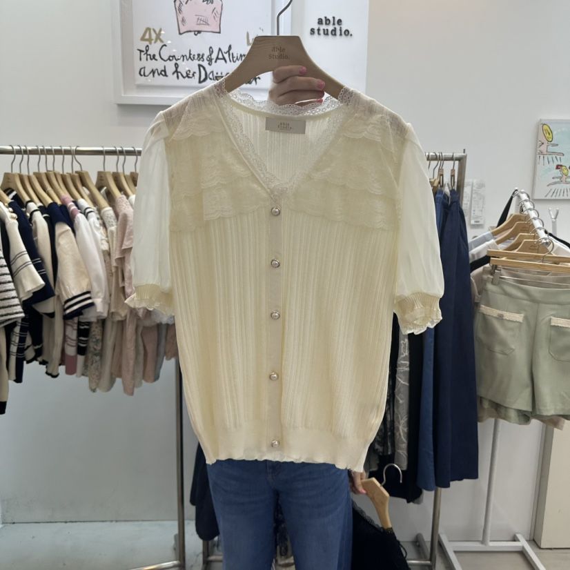 ABLESTUDIO直郵韓國代購㊣女裝新品熱賣25春夏人氣襯衫蕾絲衫ABLE STUDIO襯衫/蕾絲衫