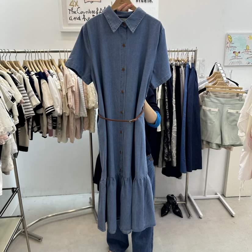 ABLESTUDIO韓國直郵㊣女裝新品休閑25春夏時尚連衣裙含腰帶ABLE STUDIO連衣裙