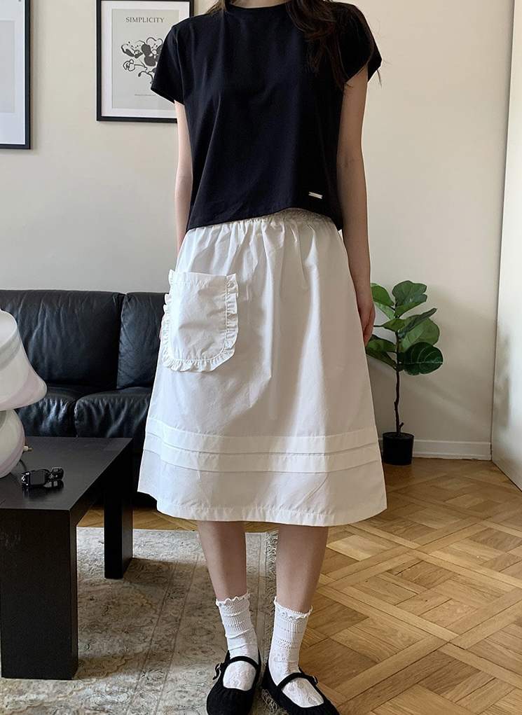 I I直郵韓國代購㊣女裝新款休閑時尚人氣半身裙中短裙口袋ITSSONG半身裙/中短裙