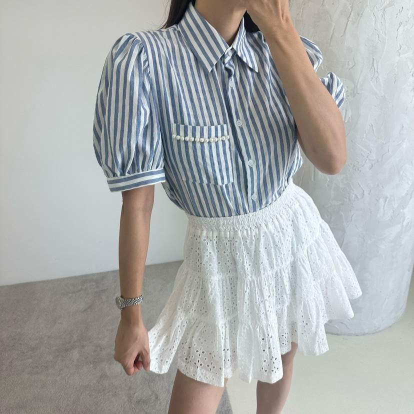MABEL-Q韓國直郵㊣女裝新品25春夏休閑時尚熱賣襯衫蕾絲衫SOUIT by mabel-Q襯衫/蕾絲衫