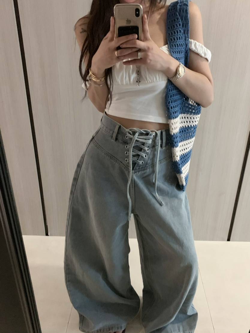 VIRKIN直郵韓國代購㊣女裝新品推薦人氣時尚25春夏休閑牛仔褲VIRKIN牛仔褲