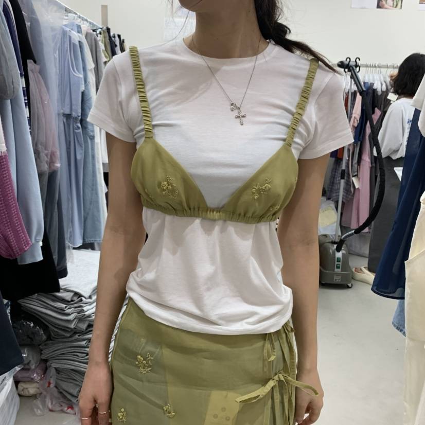 SOLD OUT韓國直郵㊣東大門實拍女裝新品時尚吊帶背心不含內搭刺繡SOLD OUT吊帶/背心