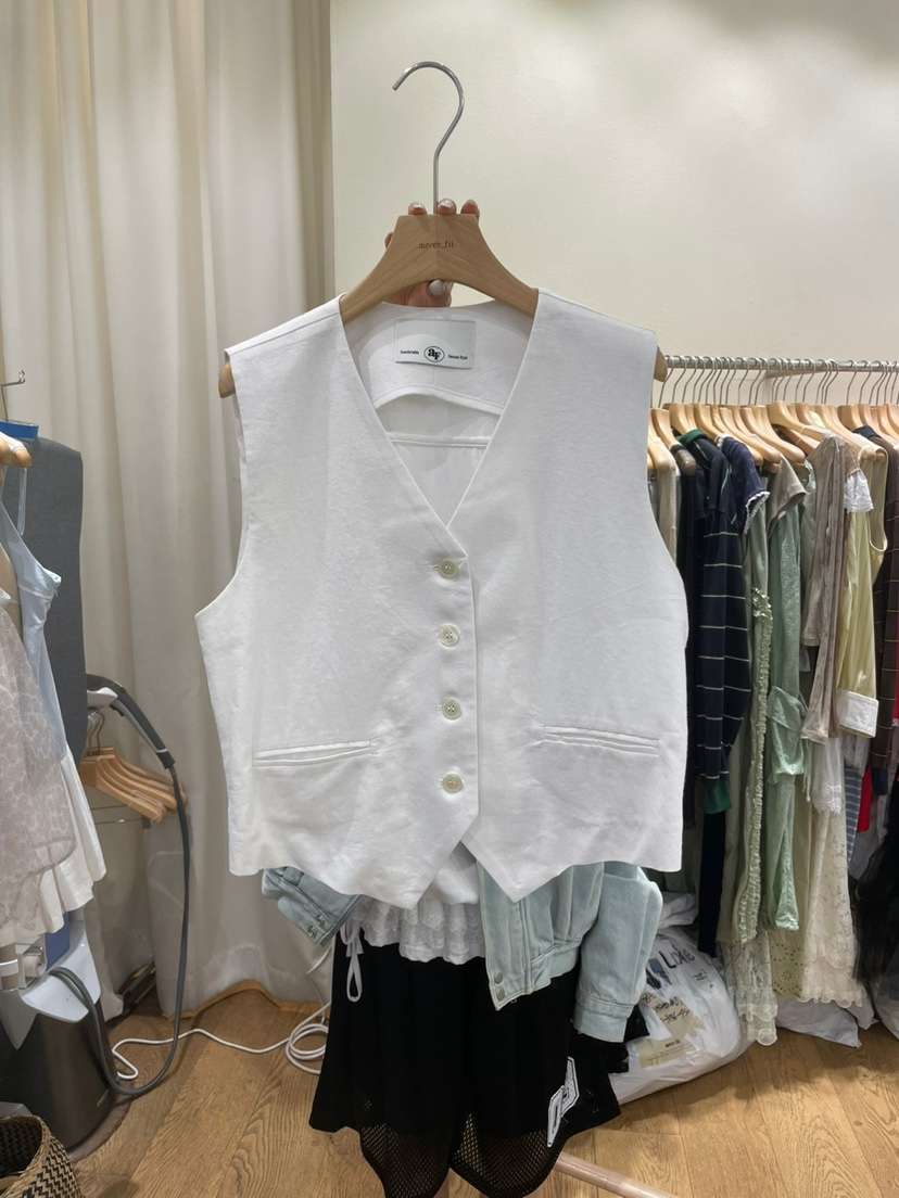 AUVERFIT韓國直郵㊣女裝新品25春夏休閑熱賣人氣推薦馬甲亞麻AUVERFIT馬甲