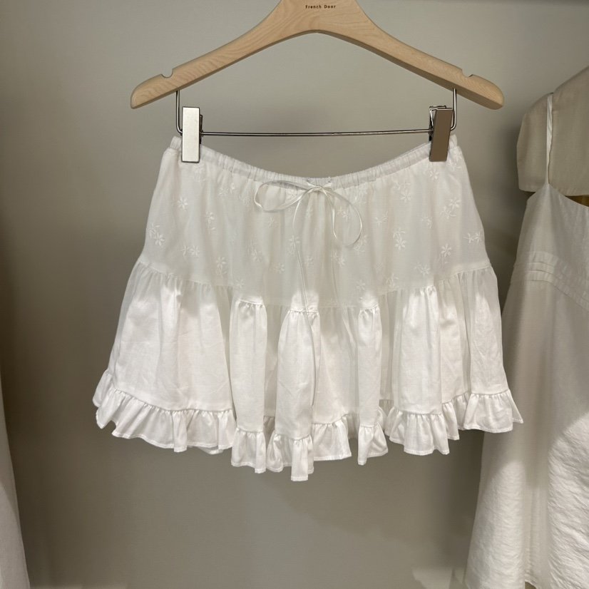 FRENCH DOOR直郵韓國代購㊣女裝新品25春夏熱賣短裙荷葉邊FRENCH DOOR短裙