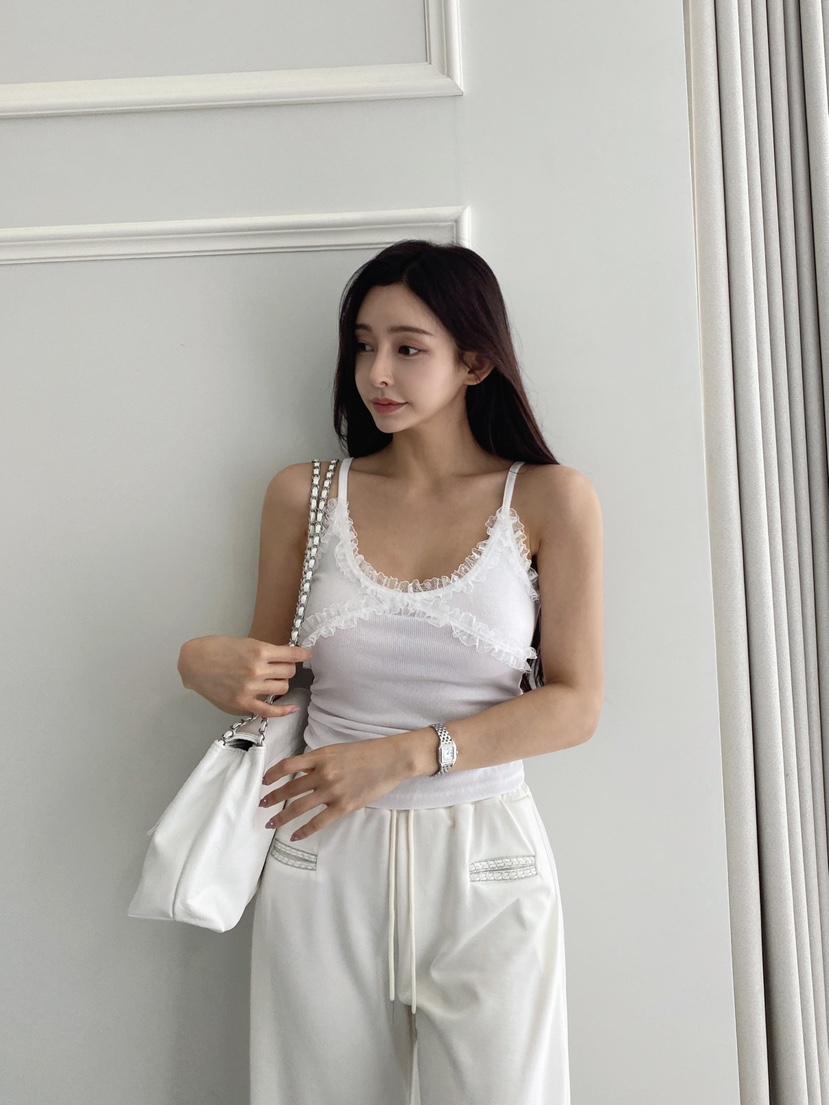 CLOTH韓國直郵㊣女裝新品25春夏推薦休閑吊帶背心荷葉邊蕾絲CLOTH吊帶/背心