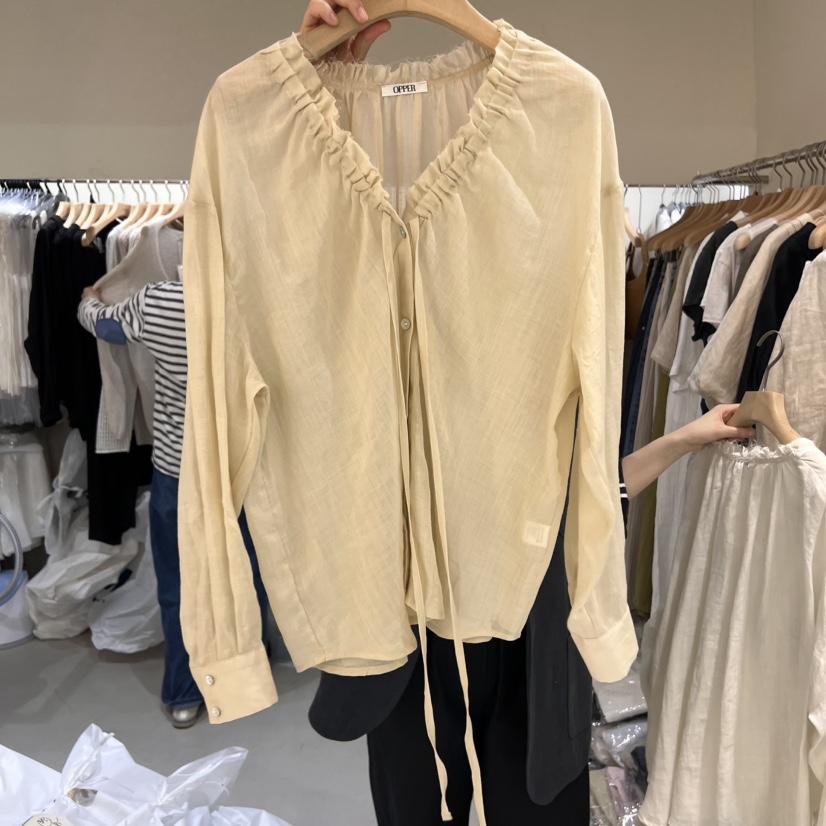 OP PER直郵韓國代購㊣女裝新品時尚人氣休閑推薦襯衫蕾絲衫OPPER襯衫/蕾絲衫