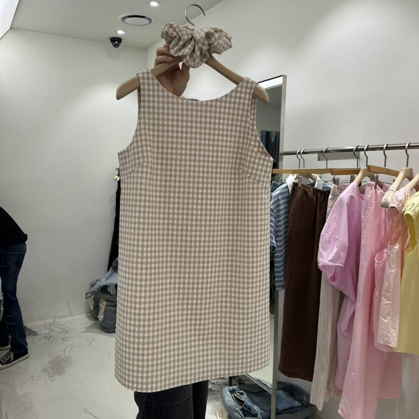 REPELLER韓國直郵㊣女裝新品休閑25春夏推薦人氣連衣裙格紋REPELLER連衣裙