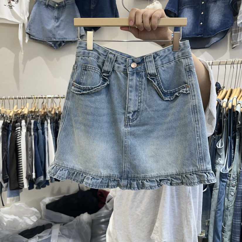 HIPTIQUE直郵韓國代購㊣女裝新品人氣推薦時尚25春夏短裙荷葉邊HIPTIQUE短裙