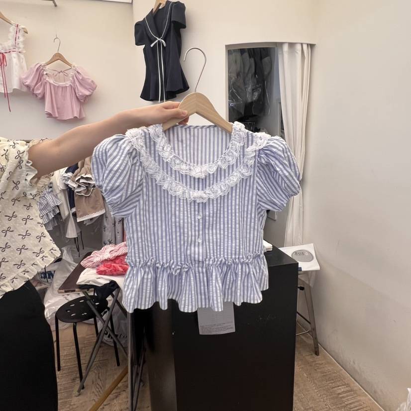 BEEN-A韓國㊣直郵東大門代購女裝新款25春夏休閑襯衫蕾絲衫BEEN-A襯衫/蕾絲衫