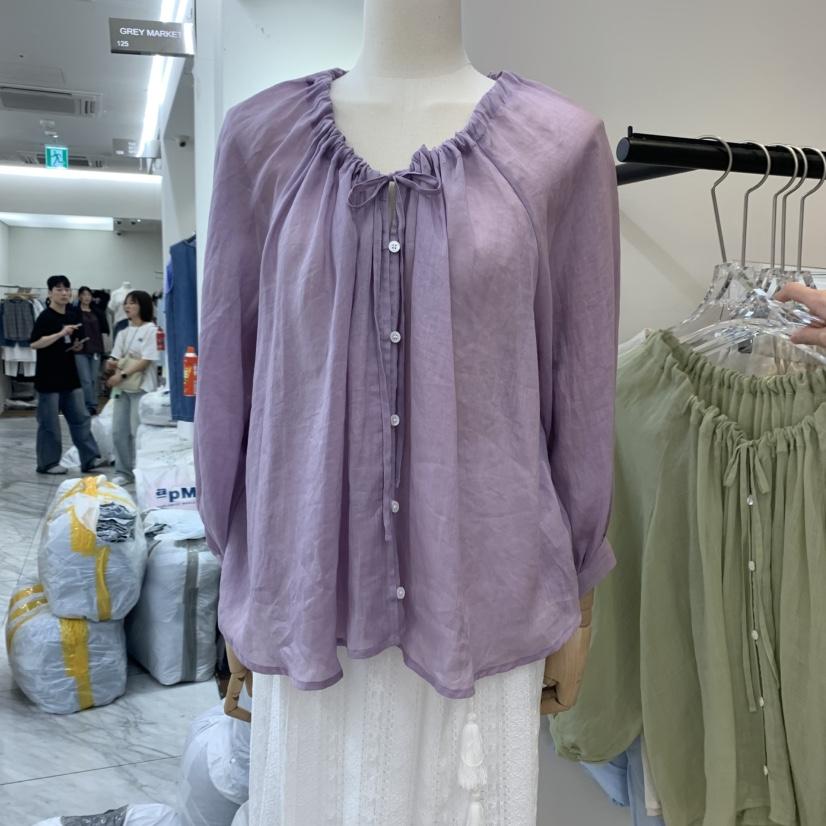 RIVEROOM直郵韓國代購㊣女裝新品25春夏時尚熱賣襯衫蕾絲衫RIVEROOM襯衫/蕾絲衫