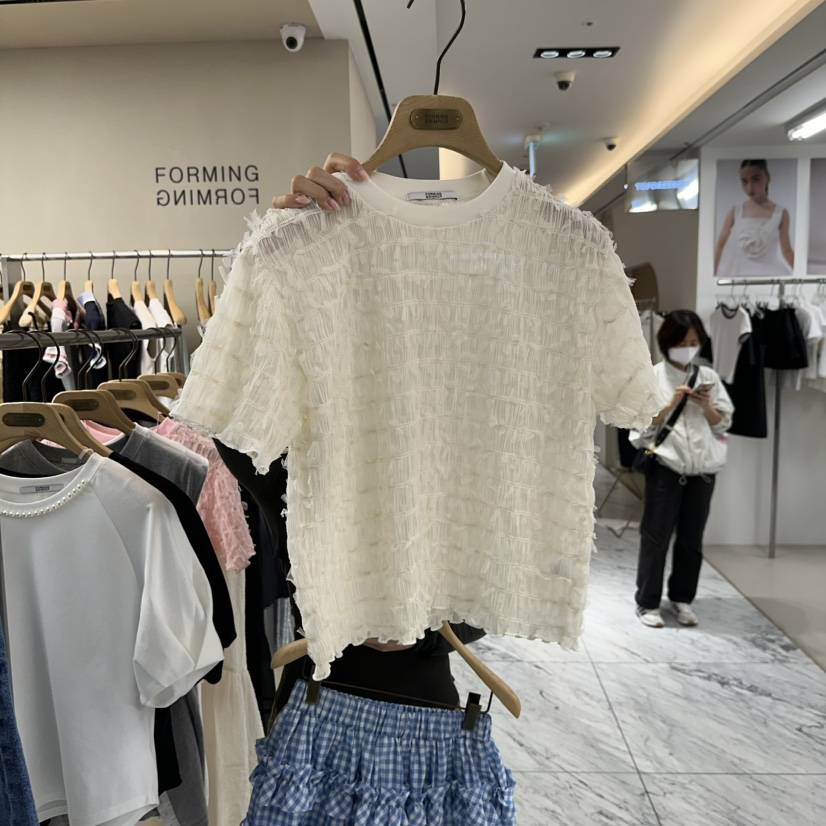 FORMING-P韓國直郵㊣女裝新品人氣熱賣休閑25春夏時尚T恤褶皺FORMINGT恤