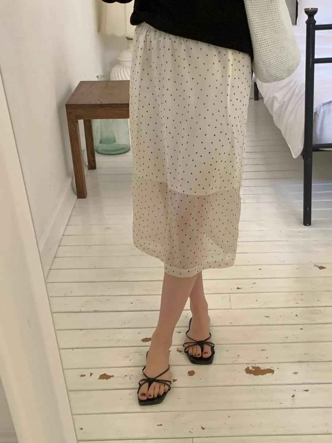 BABY SALON韓國直郵㊣女裝新品熱賣人氣25春夏長裙圓點裙雪紡BABY SALON長裙