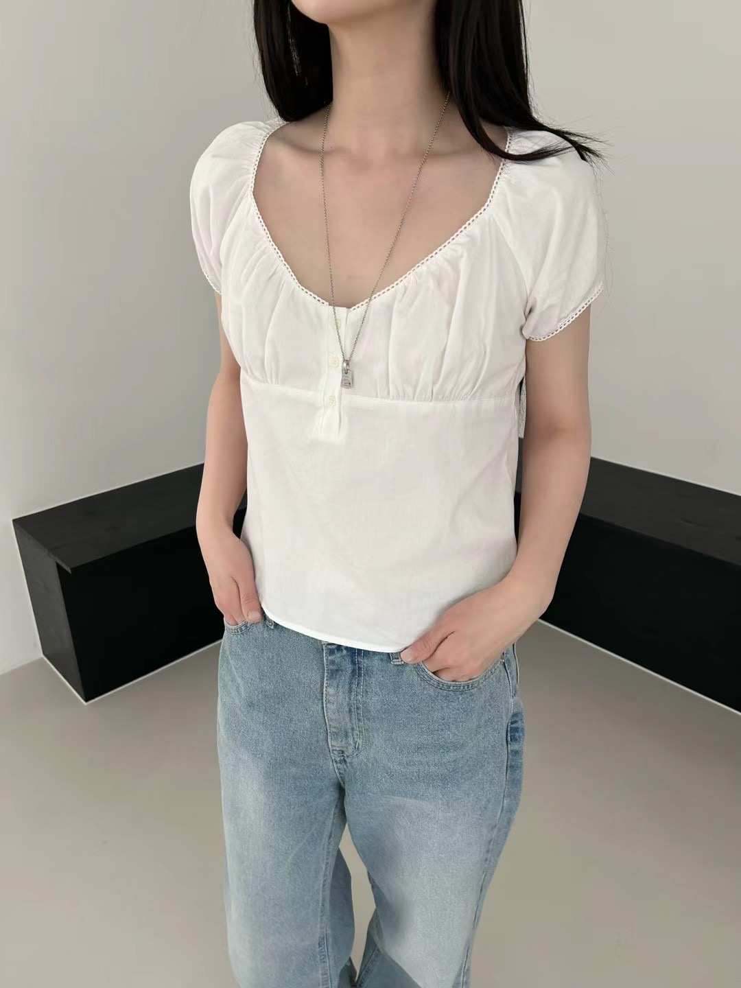 SAGE直郵韓國代購㊣女裝新品推薦人氣25春夏時尚襯衫蕾絲衫SAGE襯衫/蕾絲衫