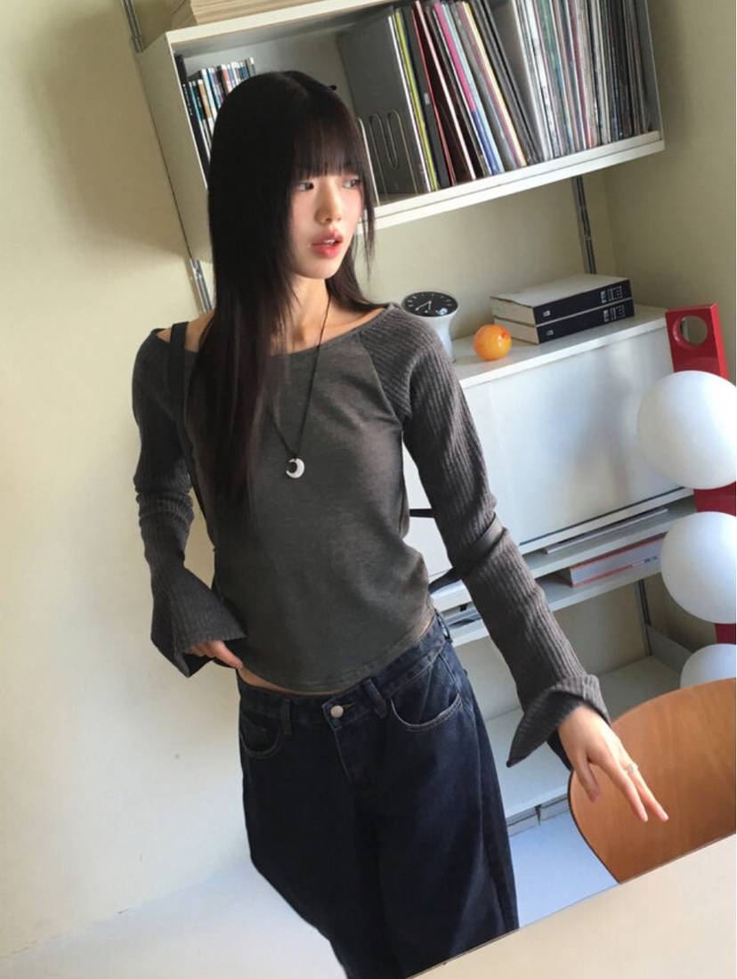 I I韓國直郵㊣東大門實拍女裝新款休閑人氣推薦25春夏長袖T恤ITSSONG長袖T恤