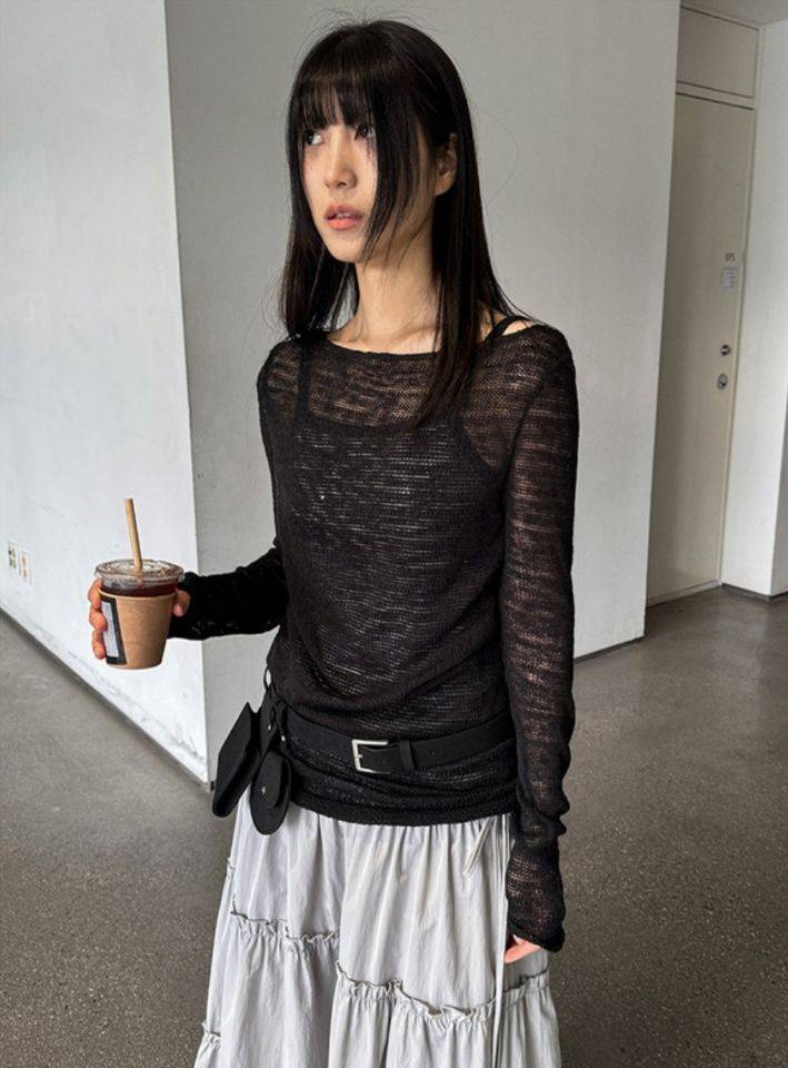 LIVE FOREVER韓國㊣直郵東大門代購女裝新款時尚人氣針織衫LIVE FOR_EVER針織衫