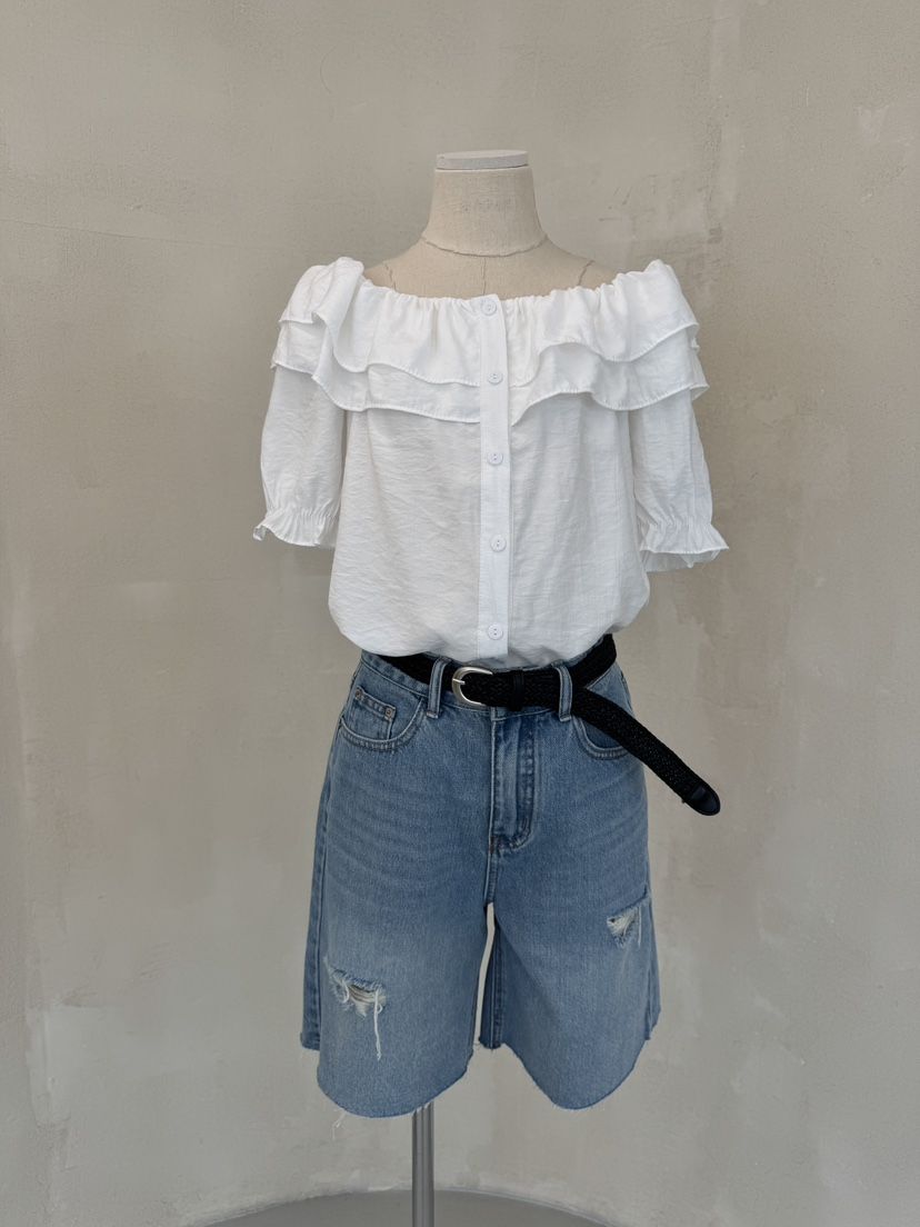 LAUNDRY韓國直郵㊣女裝新款休閑25春夏時尚推薦襯衫蕾絲衫露肩LAUNDRY襯衫/蕾絲衫