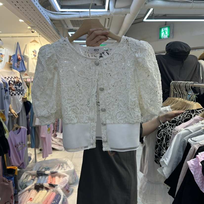 AKRA BY ART韓國㊣直郵東大門代購女裝新品時尚襯衫蕾絲衫開衫AKRA BY ART襯衫/蕾絲衫