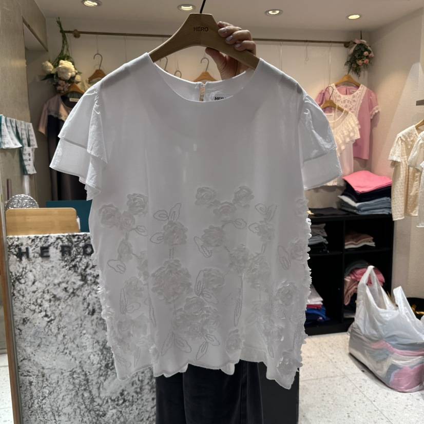 HERO直郵韓國代購㊣女裝新品25春夏人氣休閑推薦襯衫蕾絲衫HERO襯衫/蕾絲衫