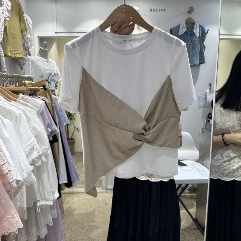 空韓國直郵㊣東大門實拍女裝新品人氣熱賣25春夏襯衫蕾絲衫BELITA襯衫/蕾絲衫