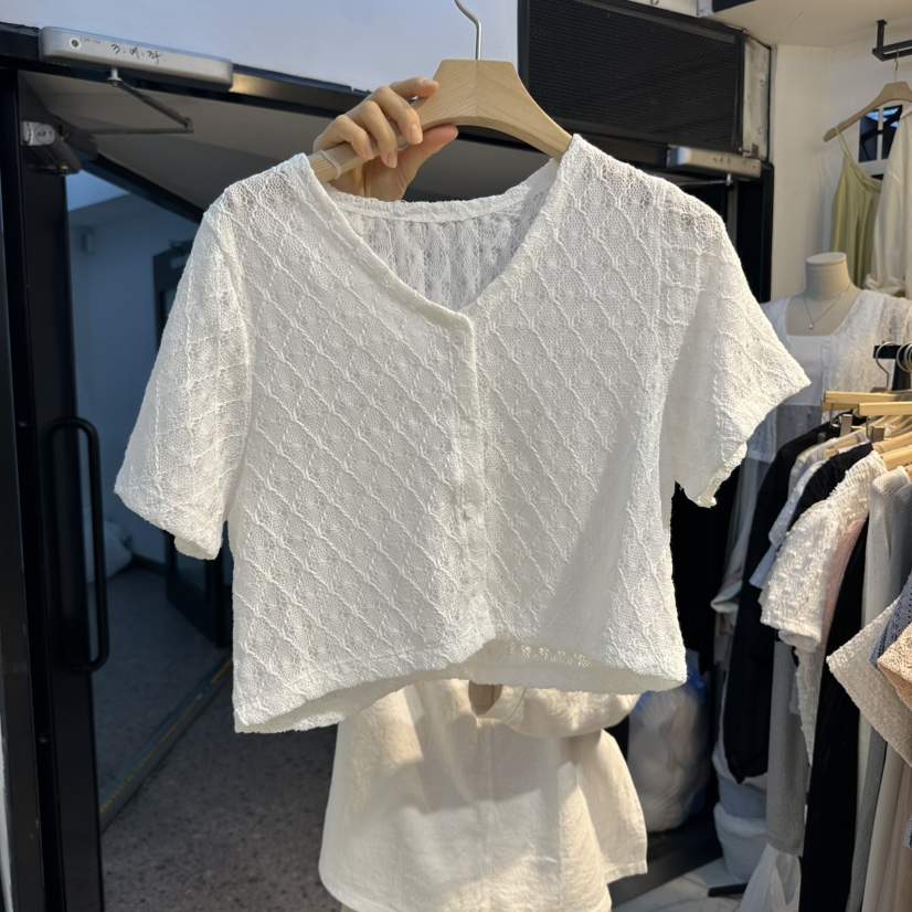 HARU韓國直郵㊣女裝新品熱賣時尚25春夏襯衫蕾絲衫蕾絲開衫HARU襯衫/蕾絲衫