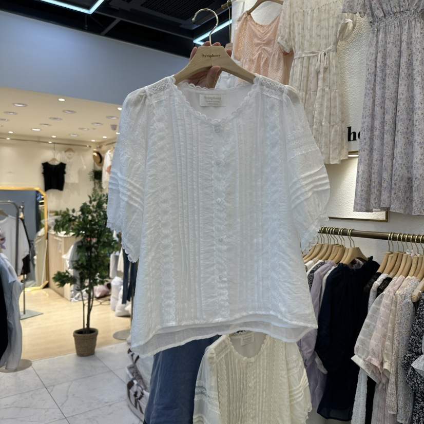 SYMPHONY韓國㊣直郵東大門代購女裝新品休閑襯衫蕾絲衫蕾絲SYMPHONY襯衫/蕾絲衫