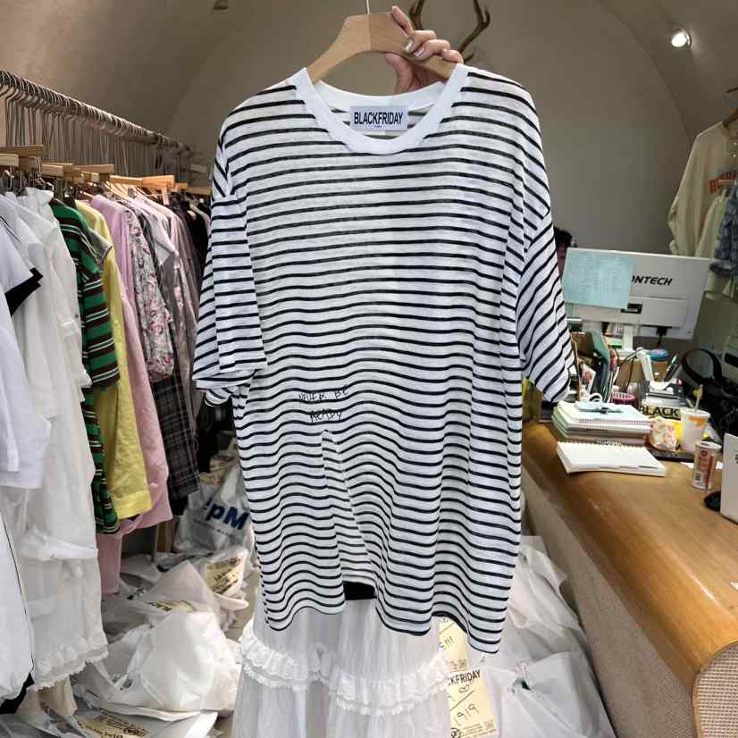 BLACKFRIDAY韓國直郵㊣東大門實拍女裝新品25春夏推薦休閑T恤BLACK FRIDAYT恤