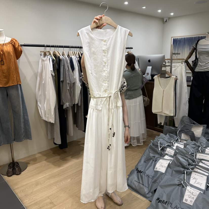 WINSOME直郵韓國代購㊣女裝新品休閑推薦時尚25春夏連衣裙含腰帶WINSOME連衣裙