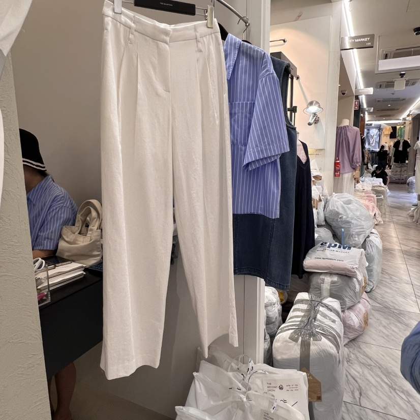 THE SECOND GROW直郵韓國代購㊣女裝新品推薦人氣休閑褲亞麻THE SECOND GROW休閑褲