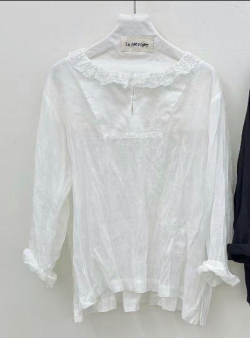 LE JARDINET直郵韓國代購㊣女裝新品25春夏襯衫蕾絲衫蕾絲LE JARDINET襯衫/蕾絲衫