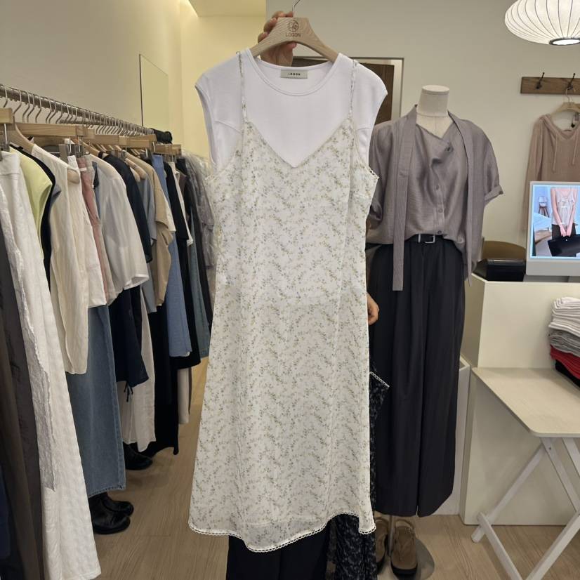 LOGON直郵韓國代購㊣女裝新品熱賣休閑時尚25春夏連衣裙雪紡LOGON連衣裙