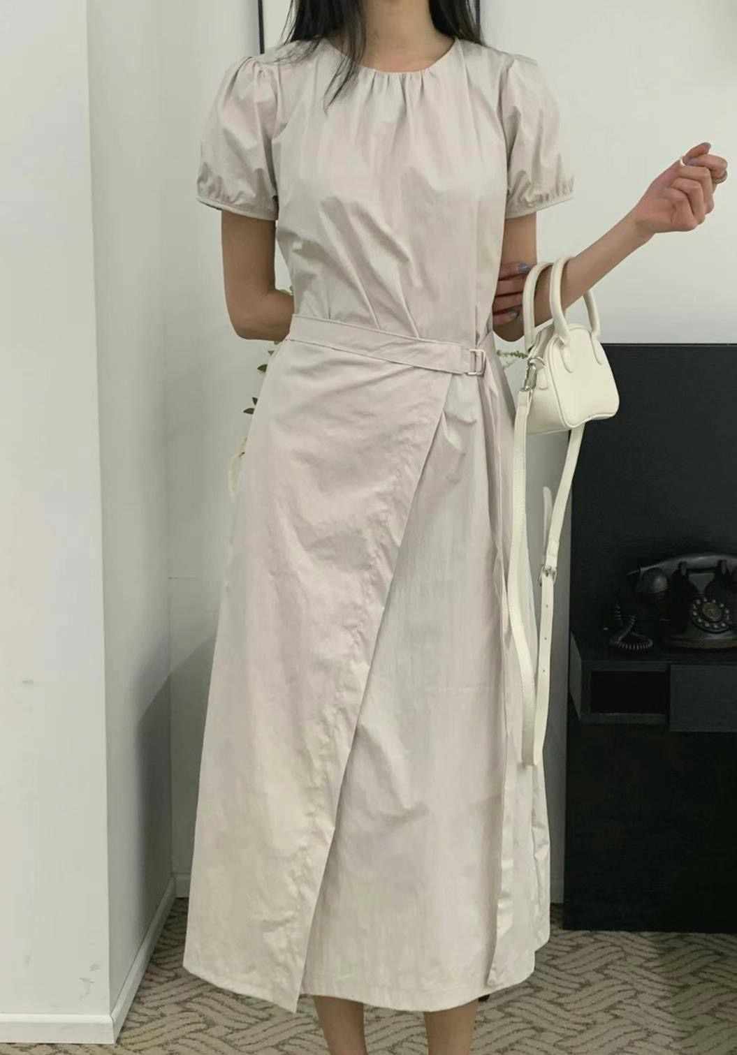 THEMAIN韓國直郵㊣東大門實拍女裝新品推薦熱賣連衣裙含腰帶THEMAIN連衣裙