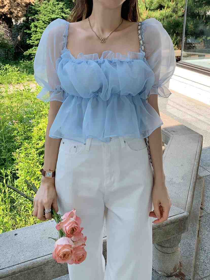 CRONG直郵韓國代購㊣女裝新品人氣時尚休閑25春夏襯衫蕾絲衫CRONG襯衫/蕾絲衫